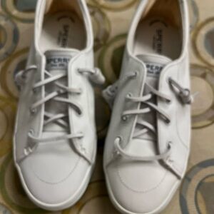 Sperry’s White All Leather Slip-Ons Size 9